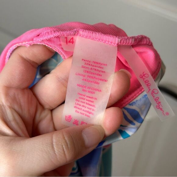 Lilly Pulitzer Bennett Blue Celestial Seas Mini Swim Skirt Sz 14 Cruise Beach - Picture 7 of 7